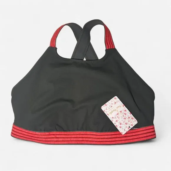 Free People Practice Makes Perfect Green/Pink Strappy Sports Bra Gorpcore Y2K M - Picture 2 of 4